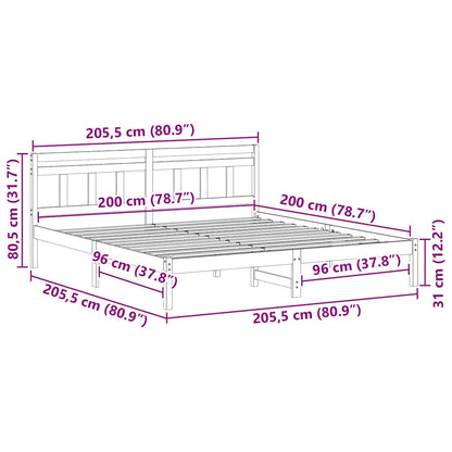 Struttura del letto Bianco 200 x 200 cm Pino massello | homemem39