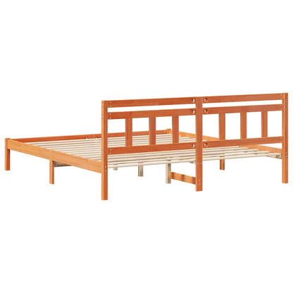 Struttura del letto con testiera Marrone Legno di pino | homemem39