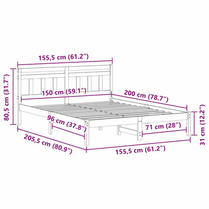 Struttura del letto Bianco 150 x 200 cm Pino massello | homemem39