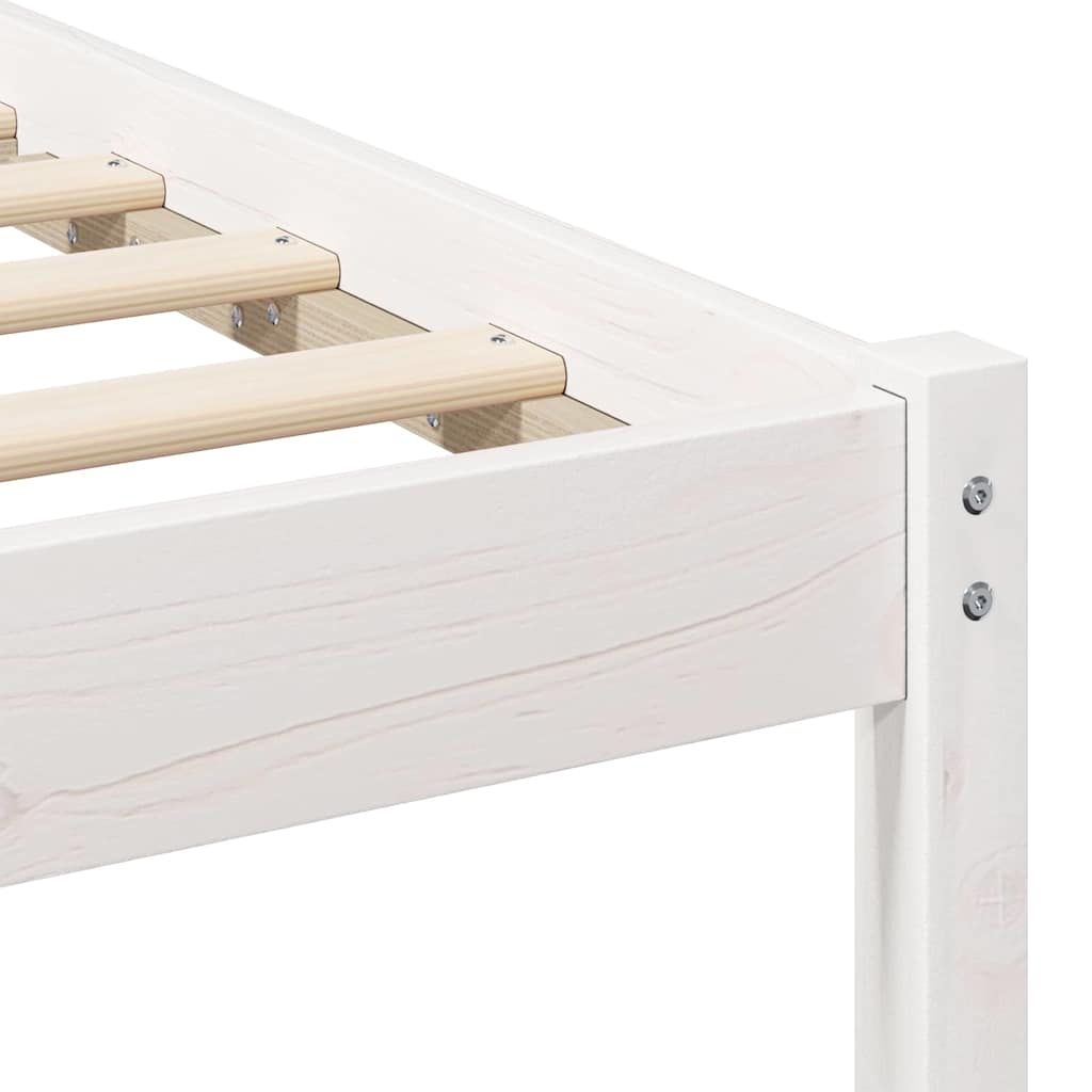 Struttura del letto con testiera Bianco Legno di pino