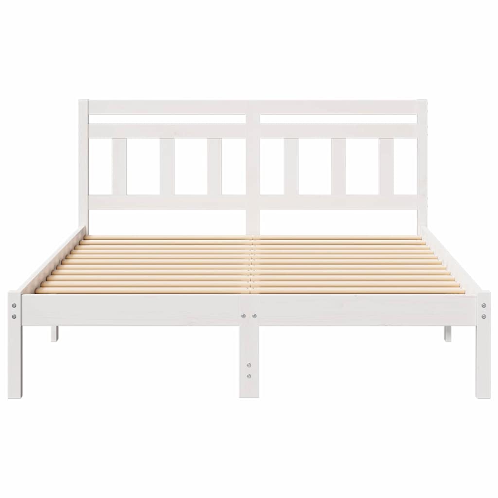 Struttura del letto con testiera Bianco Legno di pino