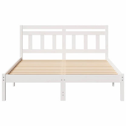 Struttura del letto con testiera Bianco Legno di pino