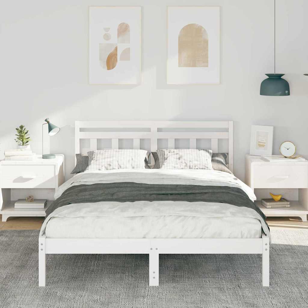 Struttura del letto Bianco 135 x 190 cm Pino massello | homemem39