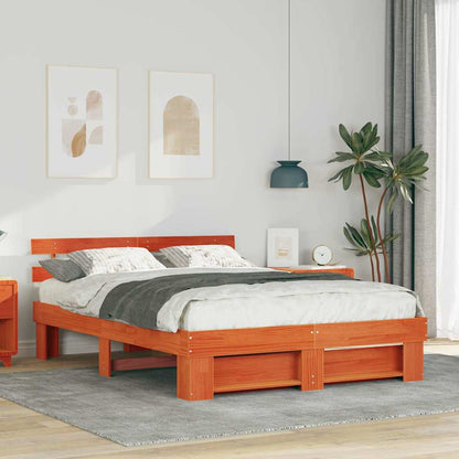 Struttura del letto Marrone cerato 160 x 200 cm Pino massello | homemem39
