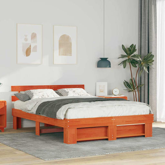 Struttura del letto Marrone cerato 160 x 200 cm Pino massello | homemem39