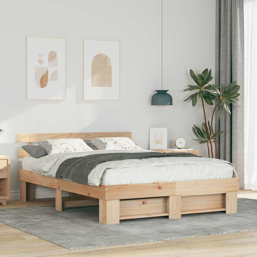 Struttura del letto Marrone 150 x 200 cm Legno di pino massello