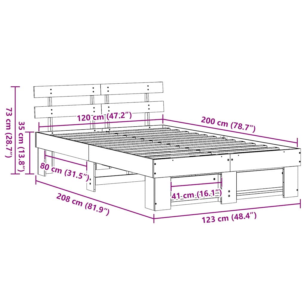 Struttura del letto Marrone cerato 120 x 200 cm Pino massello | homemem39