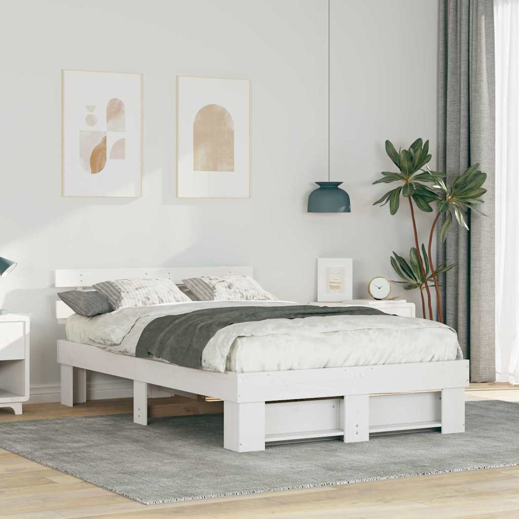 Struttura del letto Bianco 140 x 190 cm Legno di pino massello