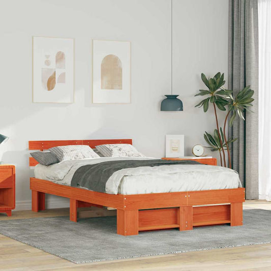 Struttura del letto con testiera Cera marrone 140 x 190 cm