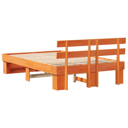 Struttura del letto con testiera Cera marrone 140 x 190 cm