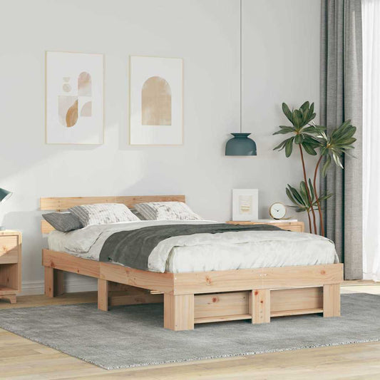Struttura del letto Marrone 135 x 190 cm Legno di pino massello