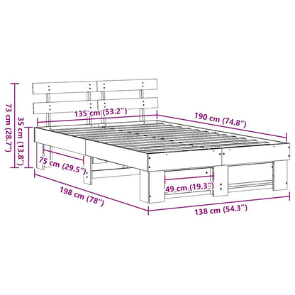 Struttura del letto Marrone 135 x 190 cm Pino massello | homemem39
