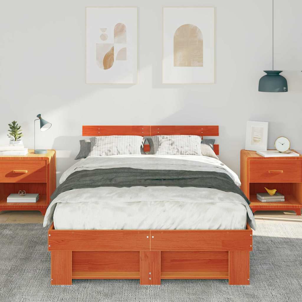 Struttura del letto Marrone cerato 135 x 190 cm Pino massello | homemem39