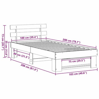 Struttura del letto Marrone cerato 100 x 200 cm Pino massello | homemem39