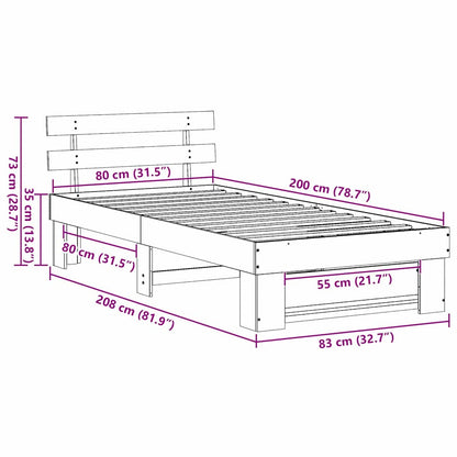 Struttura del letto Marrone cerato 80 x 200 cm Pino massello | homemem39