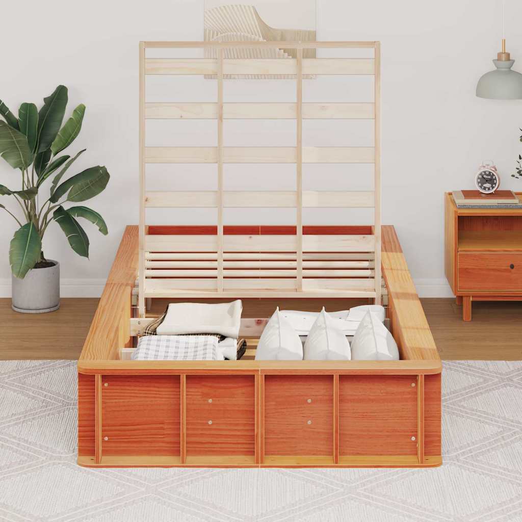 Struttura del letto Marrone cerato 75 x 190 cm Pino massello | homemem39