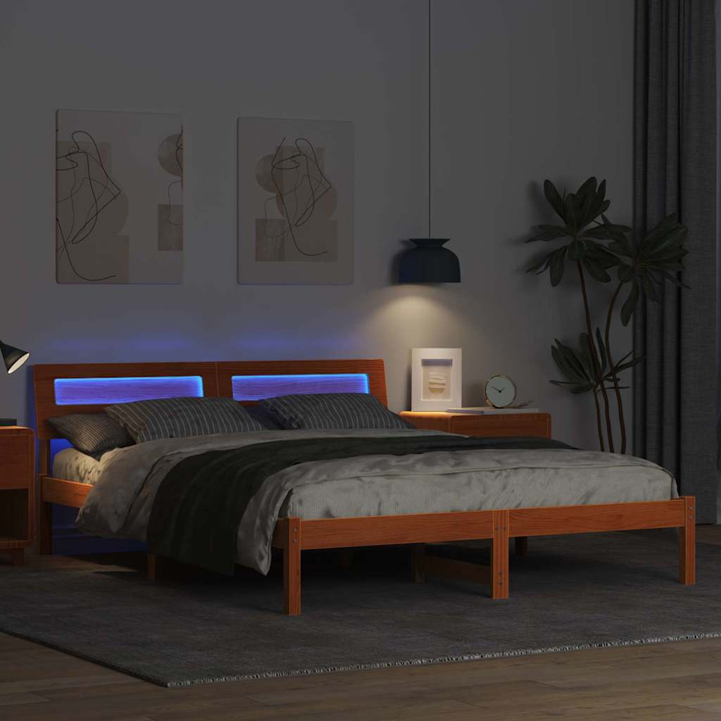 Struttura del letto Marrone cerato 140 x 200 cm Pino massello | homemem39
