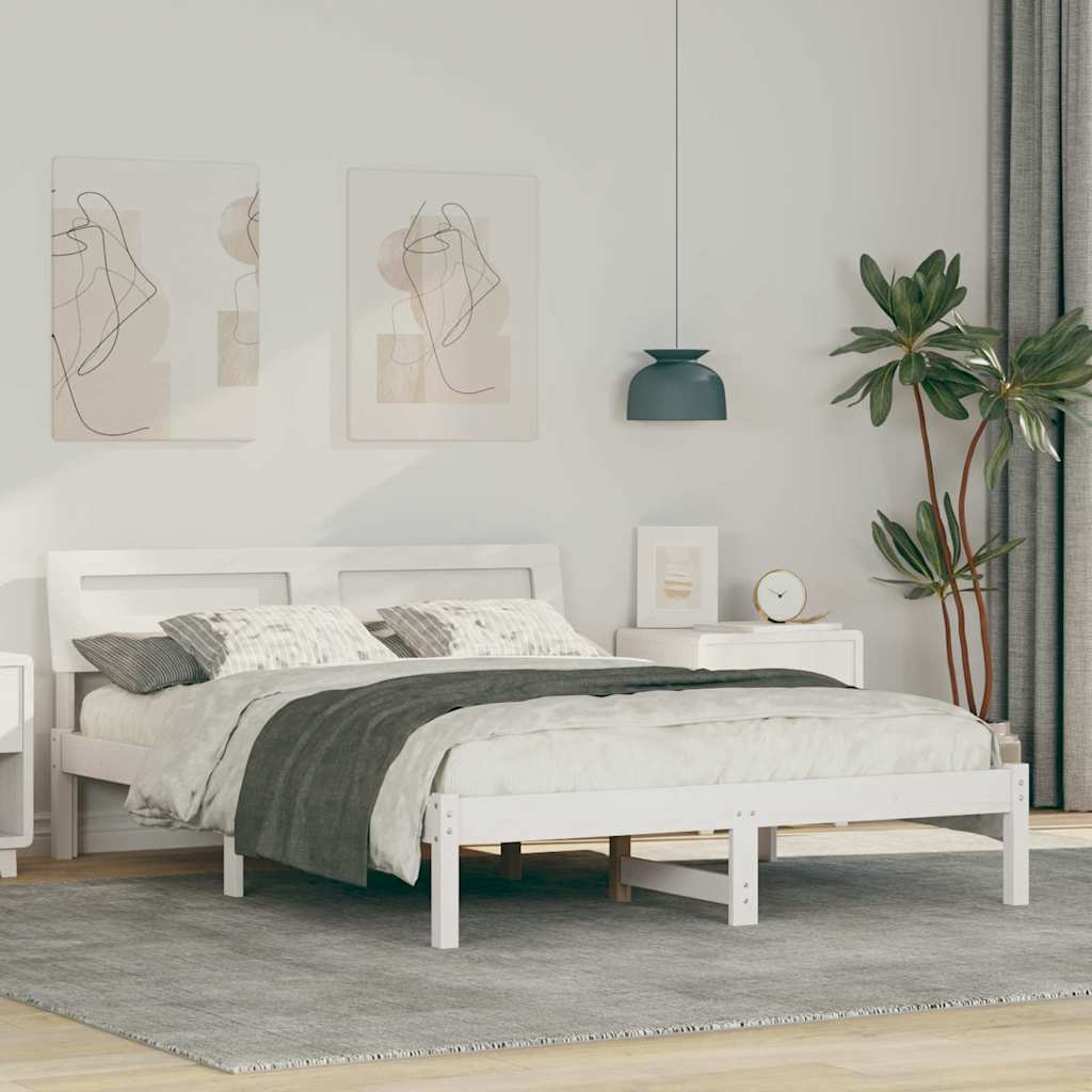 Struttura del letto Bianco 135 x 190 cm Pino massello | homemem39