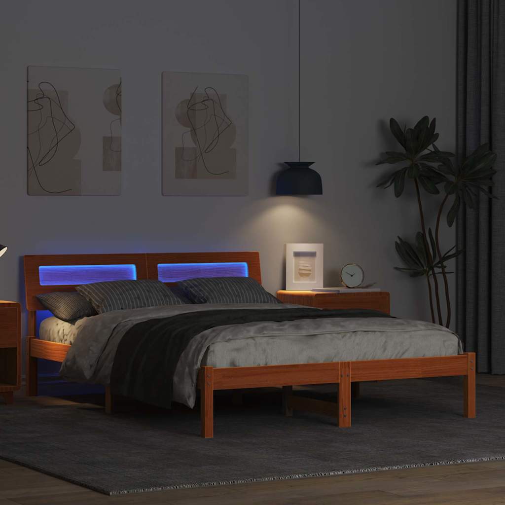Struttura del letto Marrone cerato 135 x 190 cm Pino massello | homemem39