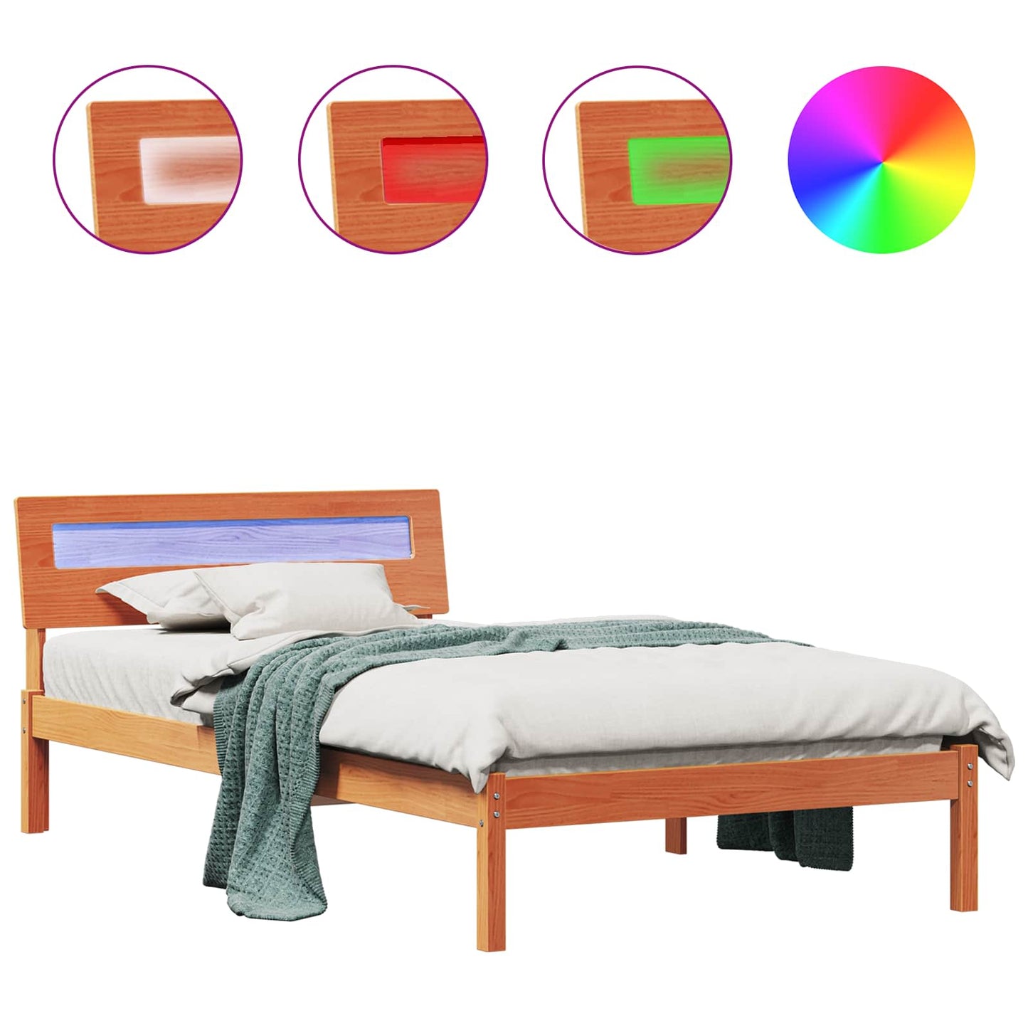 Struttura del letto Marrone cerato 80 x 200 cm Pino massello