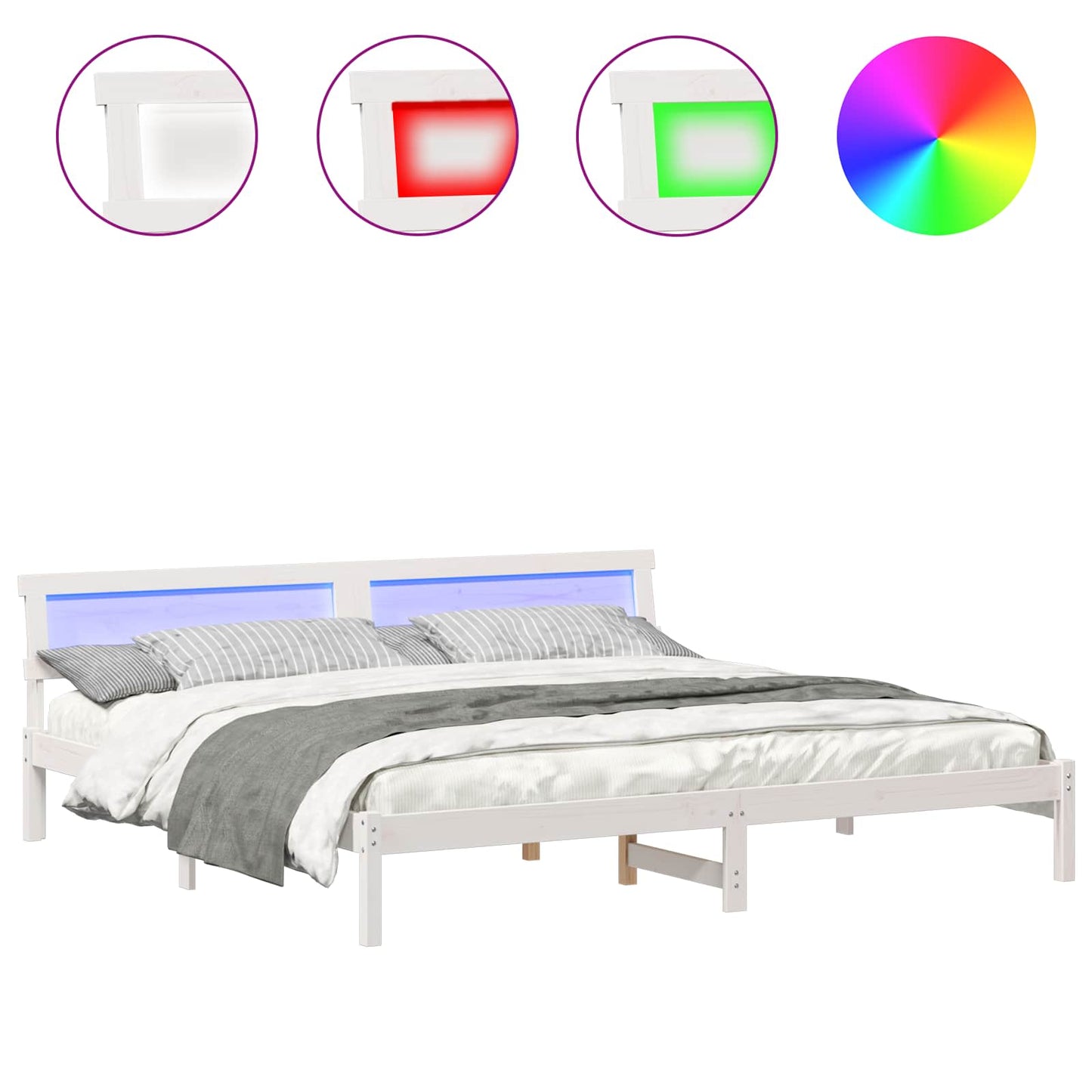 Struttura del letto Bianco 180 x 200 cm Pino massello