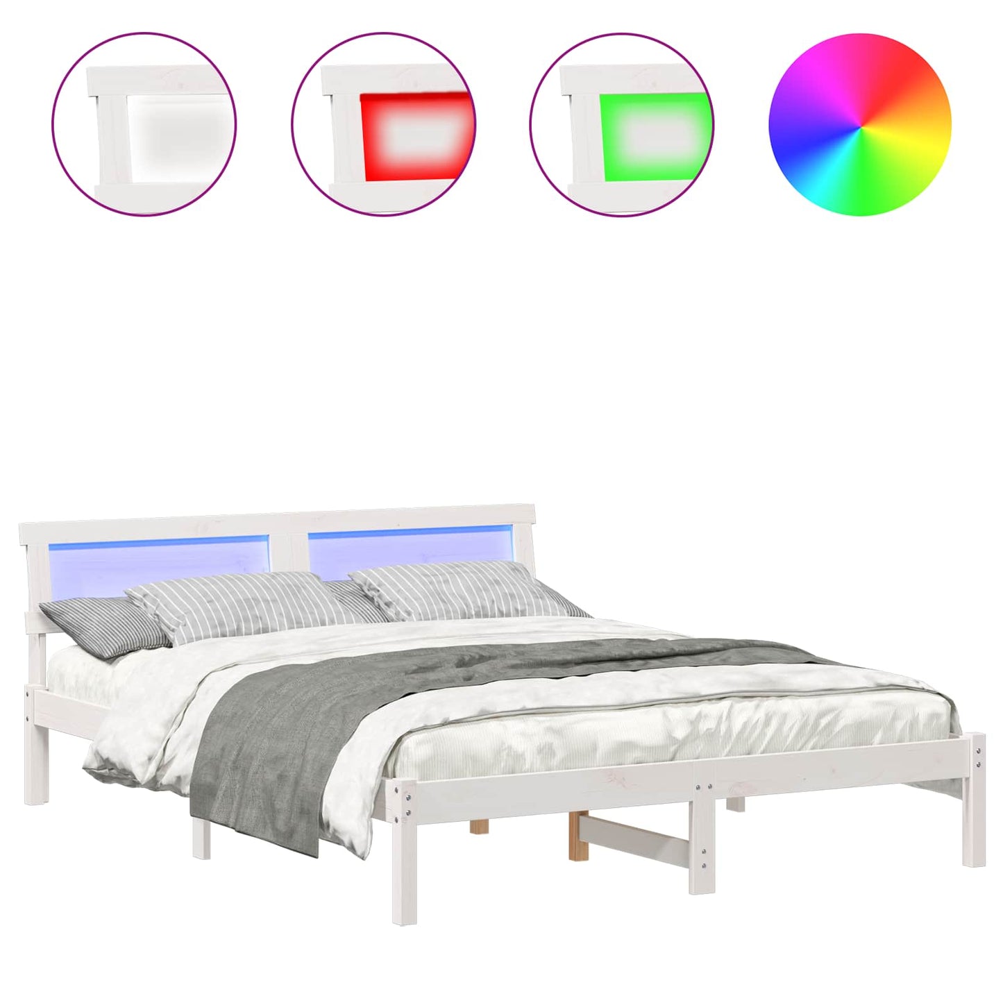 Struttura del letto Bianco 160 x 200 cm Pino massello