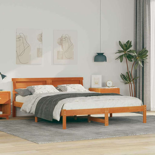 Struttura del letto Marrone cerato 160 x 200 cm Pino massello | homemem39