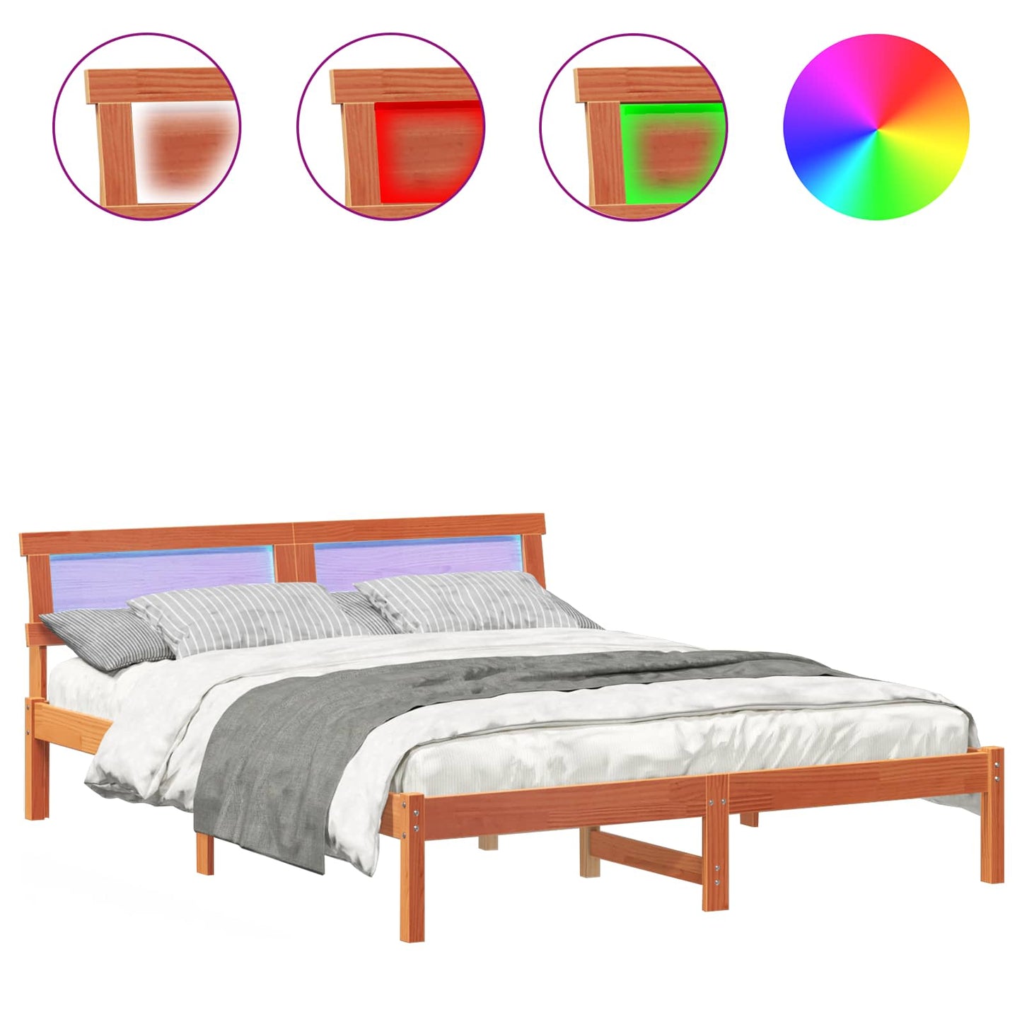 Struttura del letto Marrone cerato 160 x 200 cm Pino massello