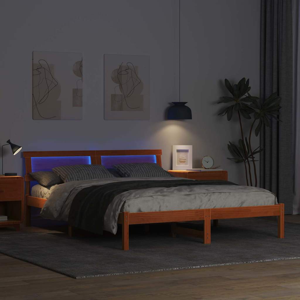 Struttura del letto Marrone cerato 140 x 200 cm Pino massello