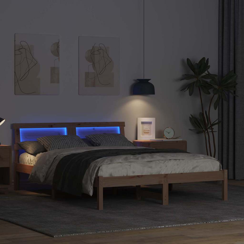 Struttura del letto Marrone 140 x 190 cm Pino massello | homemem39