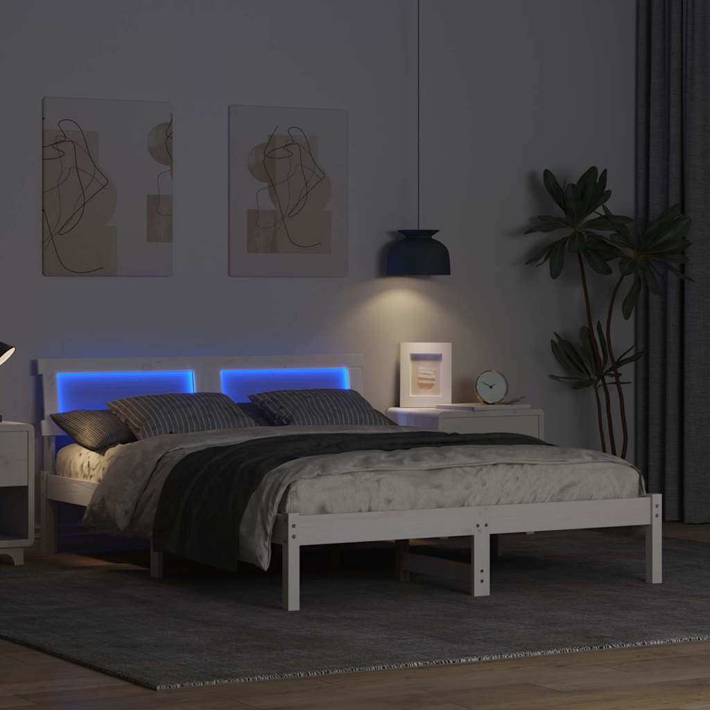 Struttura del letto Bianco 135 x 190 cm Pino massello