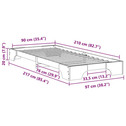 Struttura letto a terra Bianco 90 x 210 cm legno