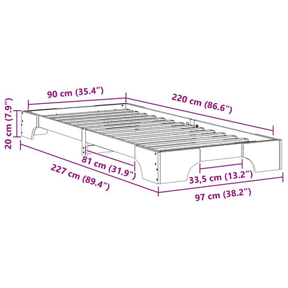 Struttura del letto Bianco 90 x 220 cm Pino massello | homemem39