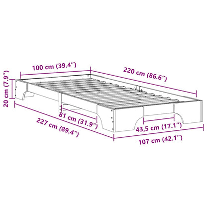 Struttura del letto Bianco 100 x 220 cm Pino massello | homemem39