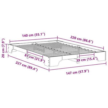 Struttura del letto Bianco 140 x 220 cm Pino massello | homemem39