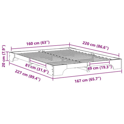 Struttura del letto Bianco 160 x 220 cm Pino massello | homemem39