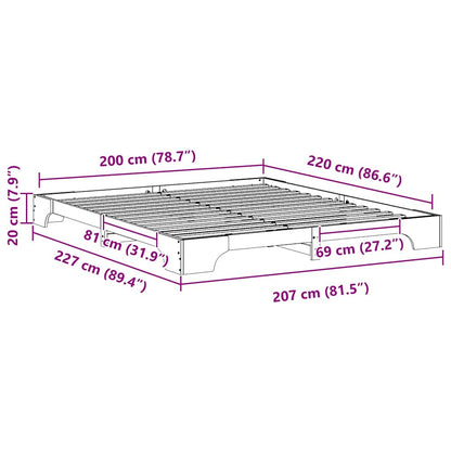Struttura del letto Bianco 200 x 220 cm Pino massello
