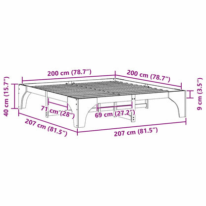 Struttura del letto Marrone 200 x 200 cm Pino massello | homemem39