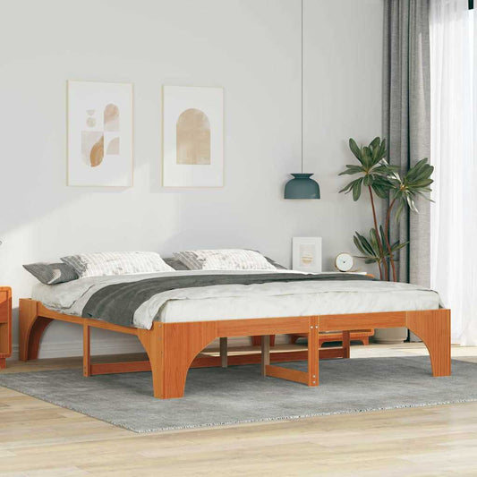 Struttura letto a terra Marrone Legno di pino massello