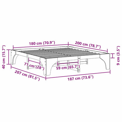 Struttura del letto Marrone 180 x 200 cm Pino massello