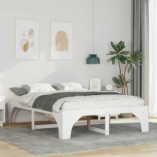 Struttura letto a terra Bianco Legno di pino massello