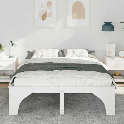 Struttura letto a terra Bianco Legno di pino massello