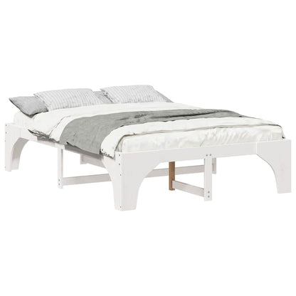 Struttura letto a terra Bianco Legno di pino massello