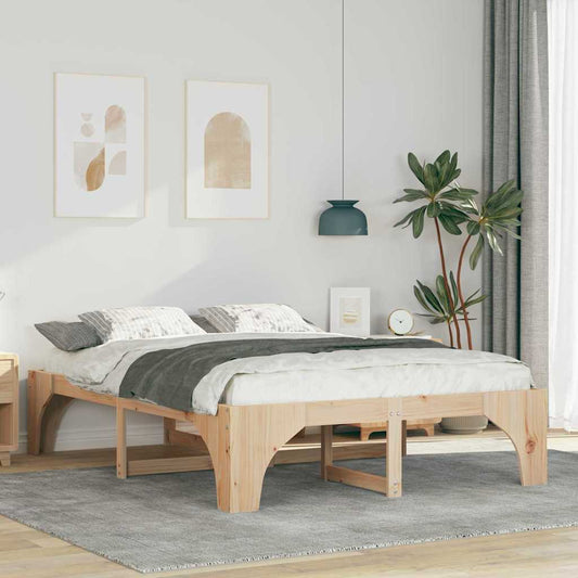Struttura letto a terra Marrone Legno di pino massello