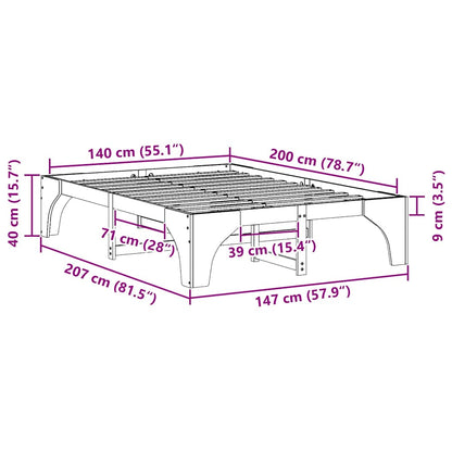 Struttura del letto Marrone 140 x 200 cm Pino massello | homemem39