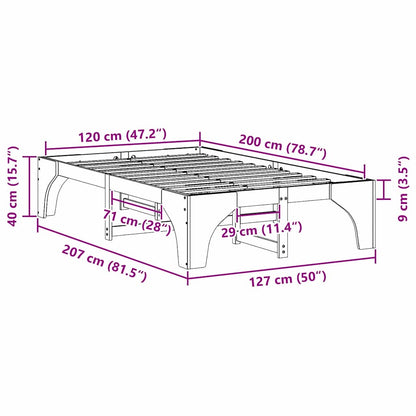 Struttura del letto Marrone 120 x 200 cm Pino massello