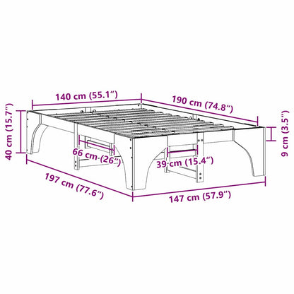 Struttura del letto Bianco 140 x 190 cm Pino massello