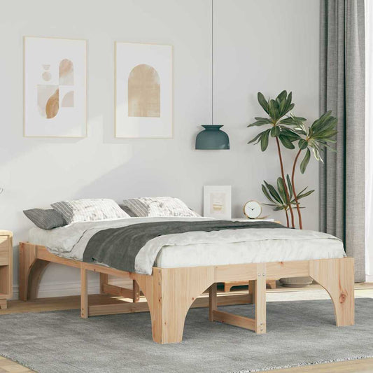 Struttura letto a terra con archiviazione Marrone Legno di pino