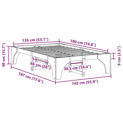Struttura del letto Marrone 135 x 190 cm Pino massello