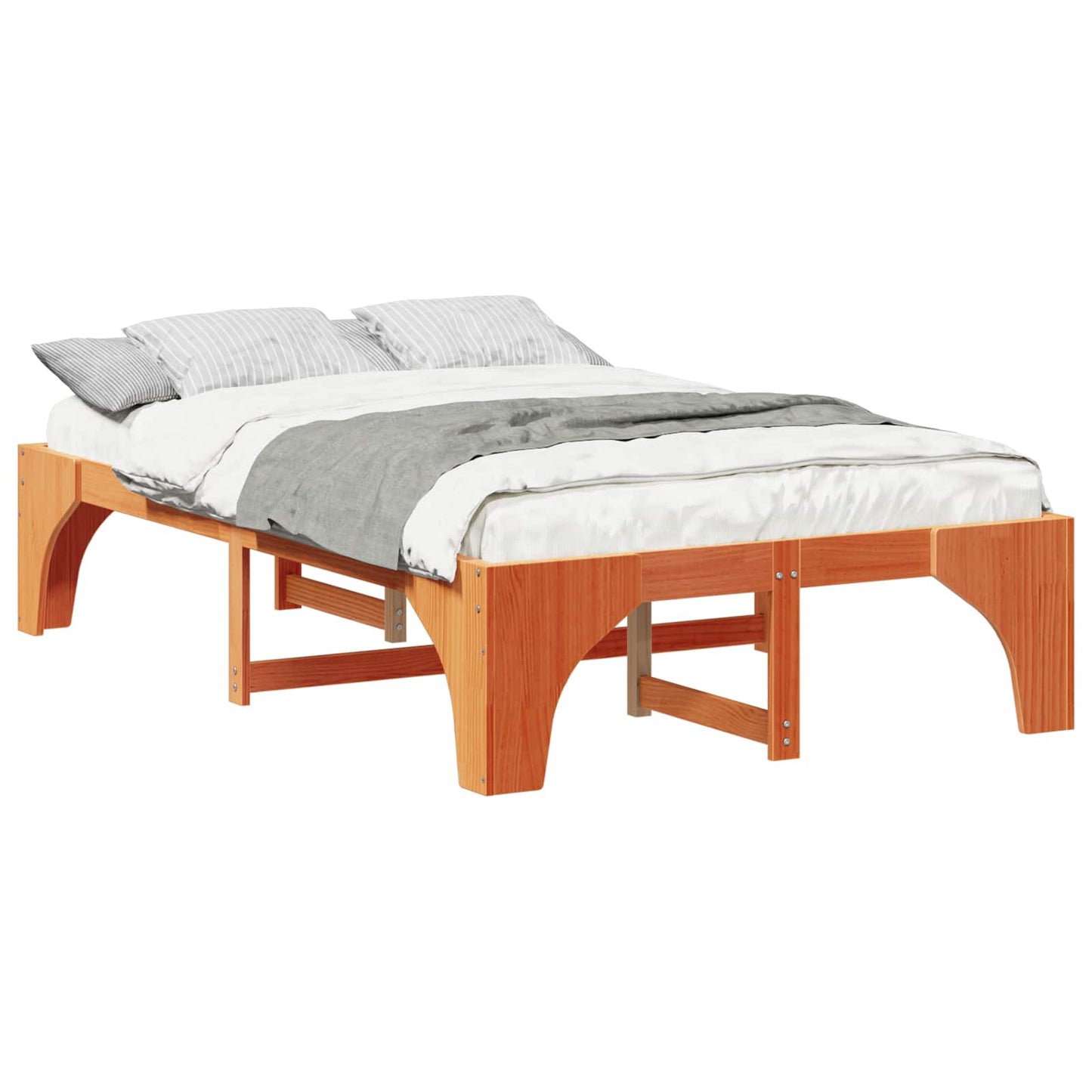 Struttura del letto Marrone 135 x 190 cm Pino massello | homemem39